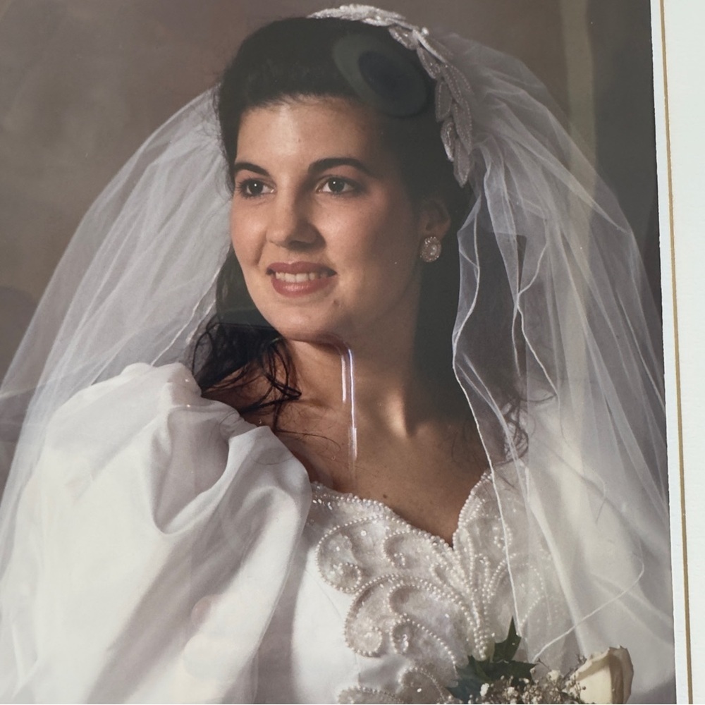 Bridal Veil Vintage With Beaded Headband and Tulle Blusher